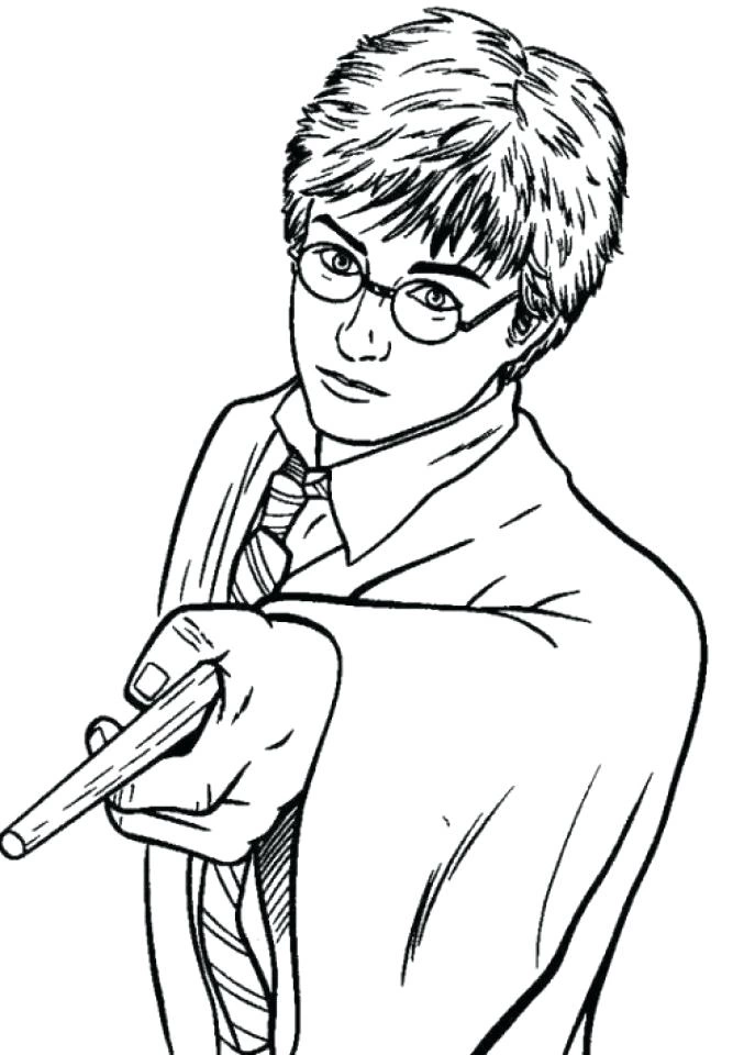 Kolorowanka Harry Potter używa swojej różdżki